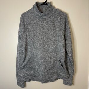 Tek Gear Gray Turtleneck Sweater Soft Knit, with Pockets and Thumb cover